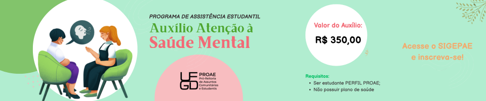 Inscrições Abertas - Auxílio Atenção à Saúde Mental
